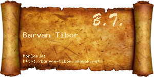 Barvan Tibor névjegykártya